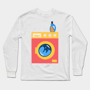 Hand Drawn "Time To Laundry" Long Sleeve T-Shirt